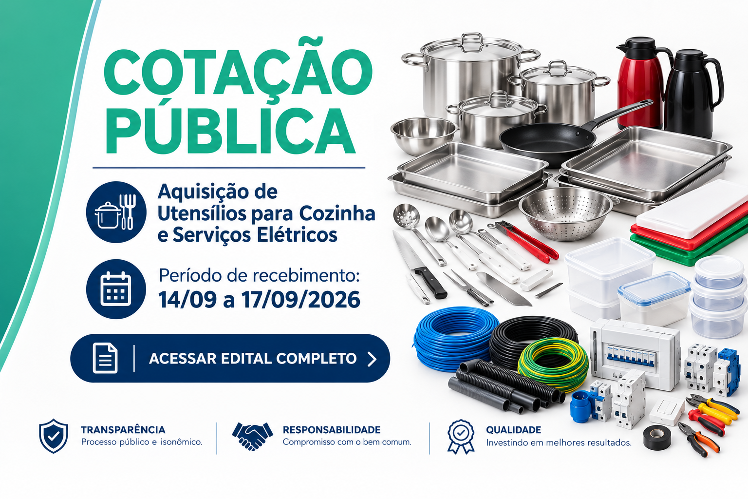Edital de Cotação Pública: Aquisição de Utensílios para Cozinha e Serviços Elétricos